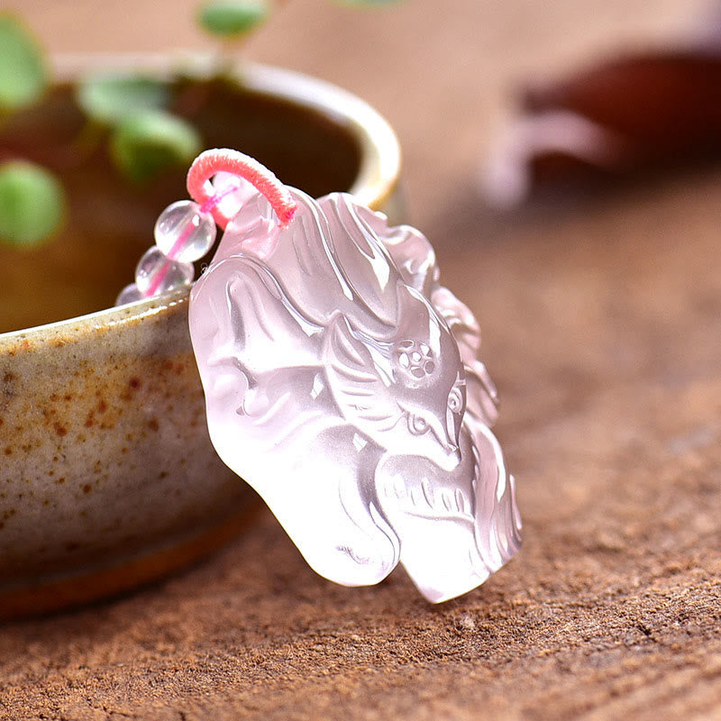 Natürliche rosa Kristall Neunschwänzige Fuchs Liebe Halskette