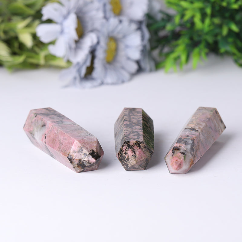 Natural Rhodonite Crystal Tower 2.4-4.5 inch Healing Point