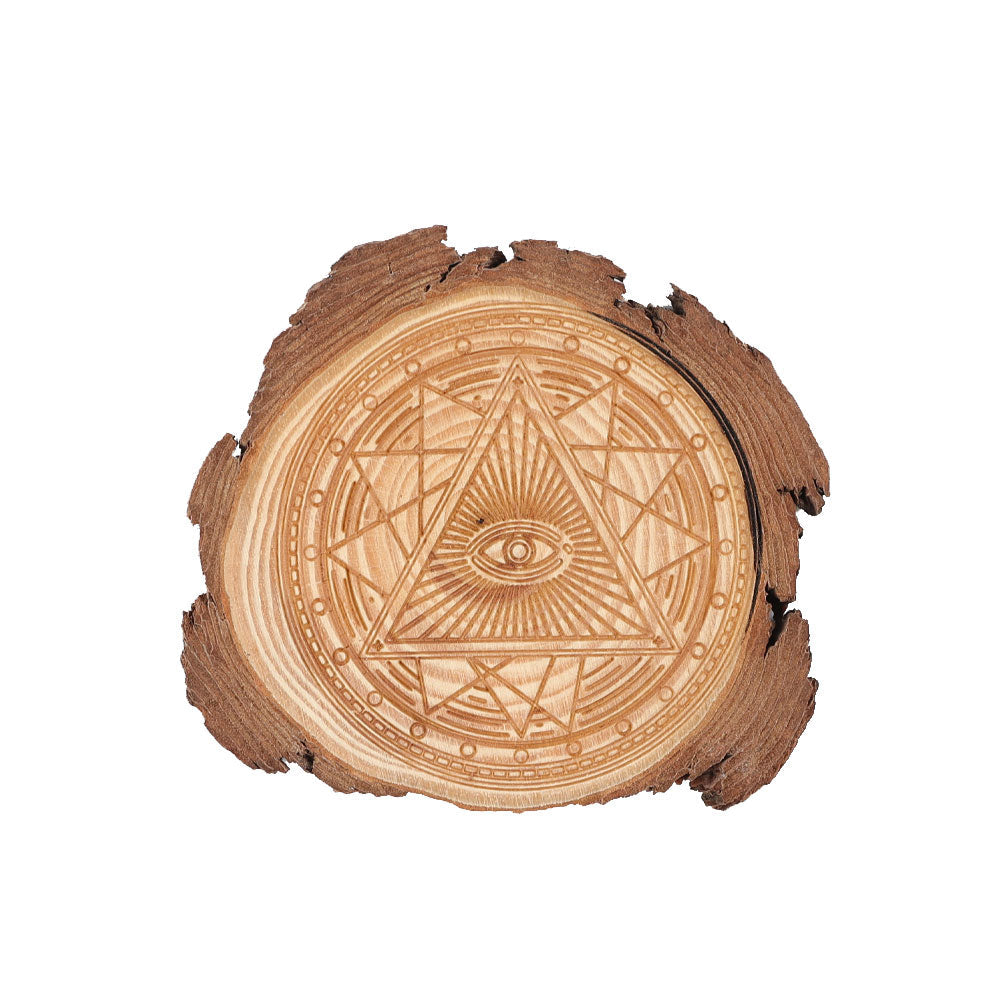 Spiritueller Untersetzer aus Naturholz, 10 cm, für Zen-Dekor