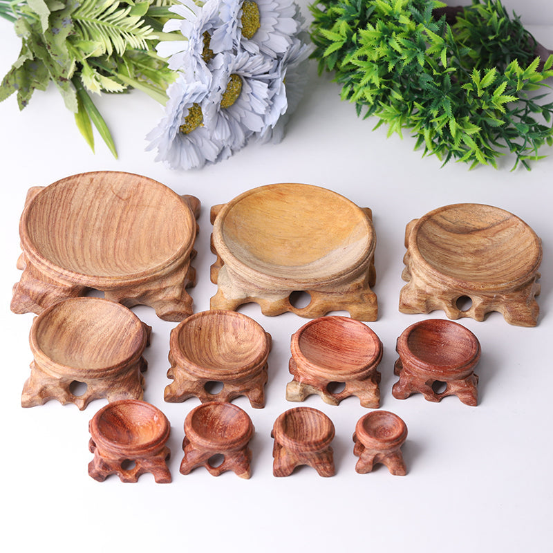 Natürlicher Kristall-Präsentationsständer aus Holz, 2 bis 11 cm
