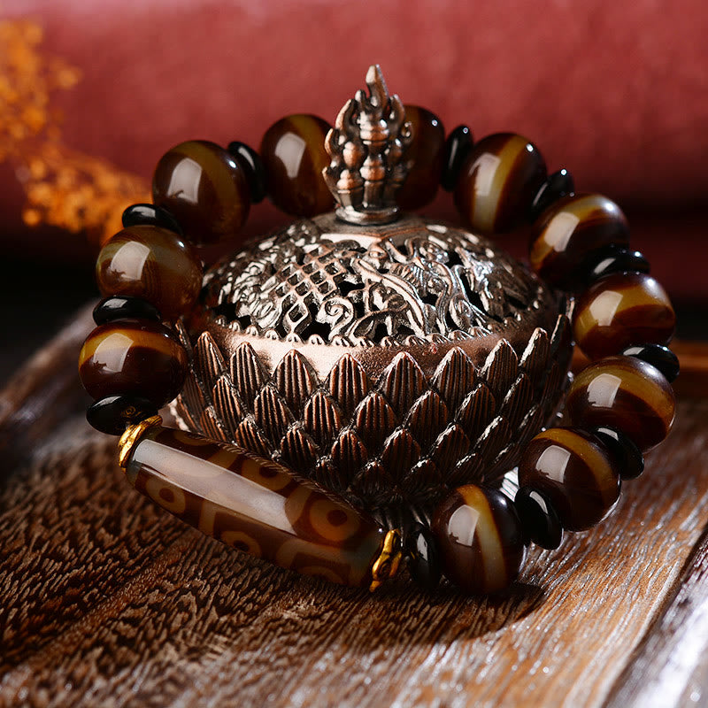 Neun-Augen-Dzi-Perlen-Achat-Armband für Reichtum und Schutz