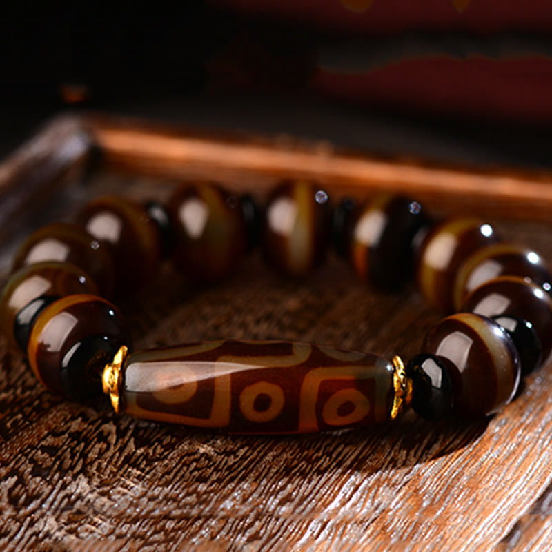 Neun-Augen-Dzi-Perlen-Achat-Armband für Reichtum und Schutz