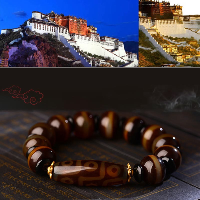 Neun-Augen-Dzi-Perlen-Achat-Armband für Reichtum und Schutz