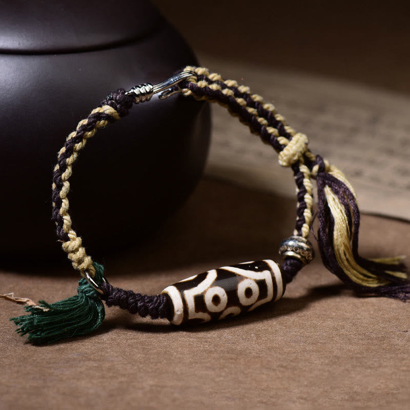 Neun-Augen-Dzi-Perlen-Schutz-Achat-Armband Unisex