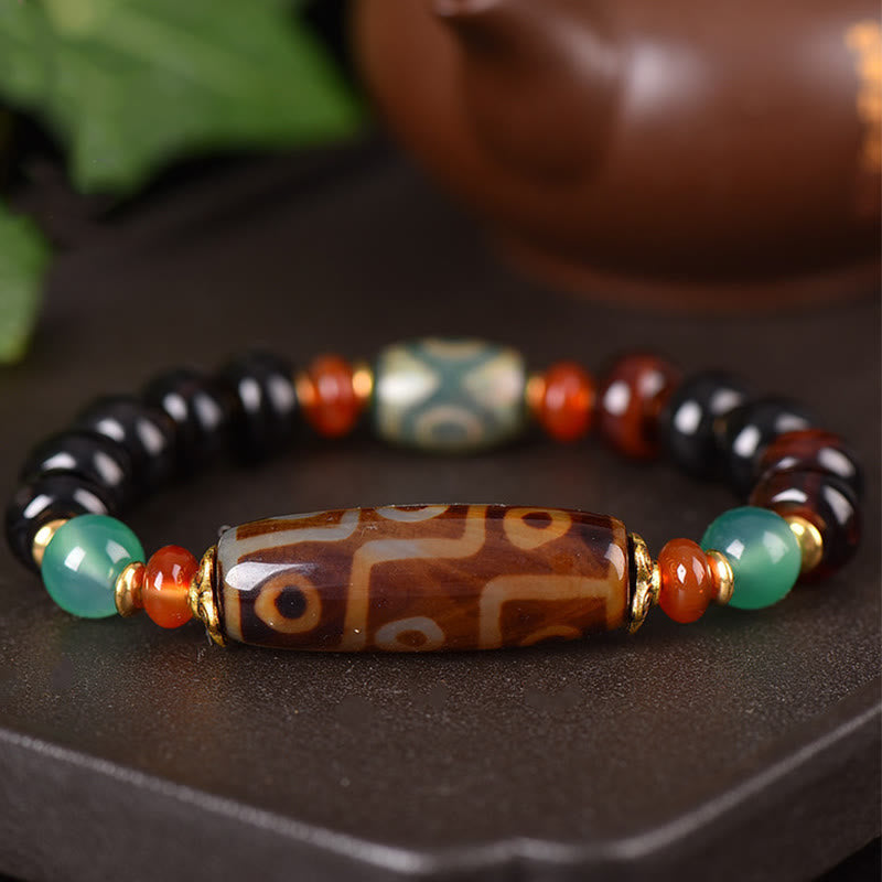 Neunäugiges und dreiäugiges Dzi-Perlen-Armband für spirituellen Schutz