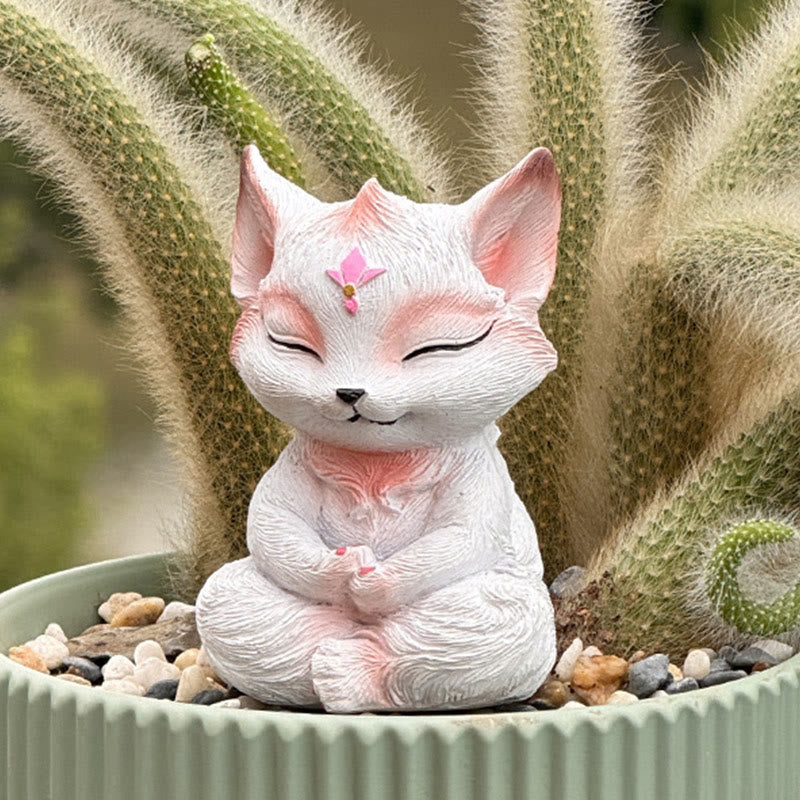 Neunschwänzige Fuchsfigur aus Kunstharz, 10 x 6 x 6 cm, Symbol des Schutzes