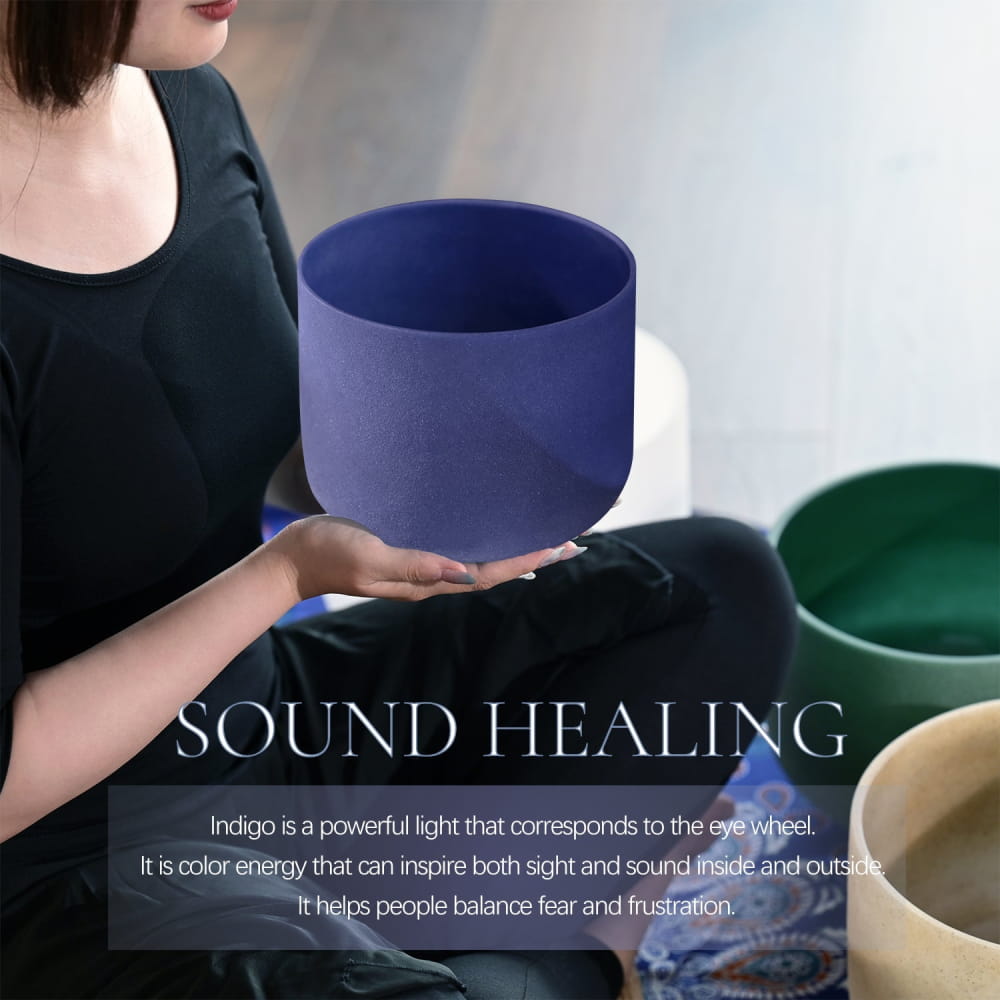 Deep indigo A Note Sapphire Gemstone Fusion Crystal Singing Bowl for sound healing