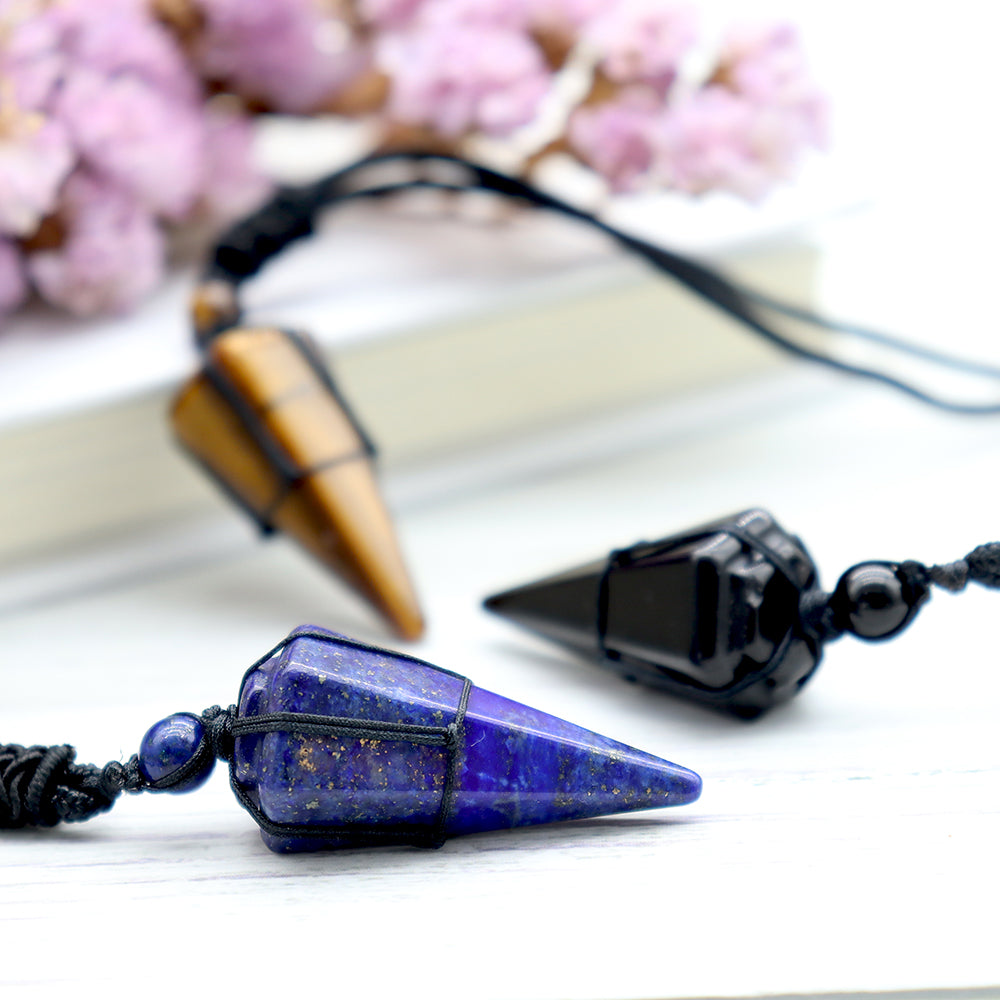 Obsidian Arrowhead Crystal Necklace 1.5 Inch Healing Stone