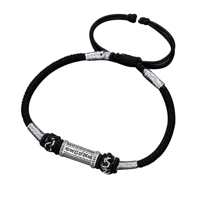Om Mani Padme Hum 925 Silber geflochtenes Seilarmband