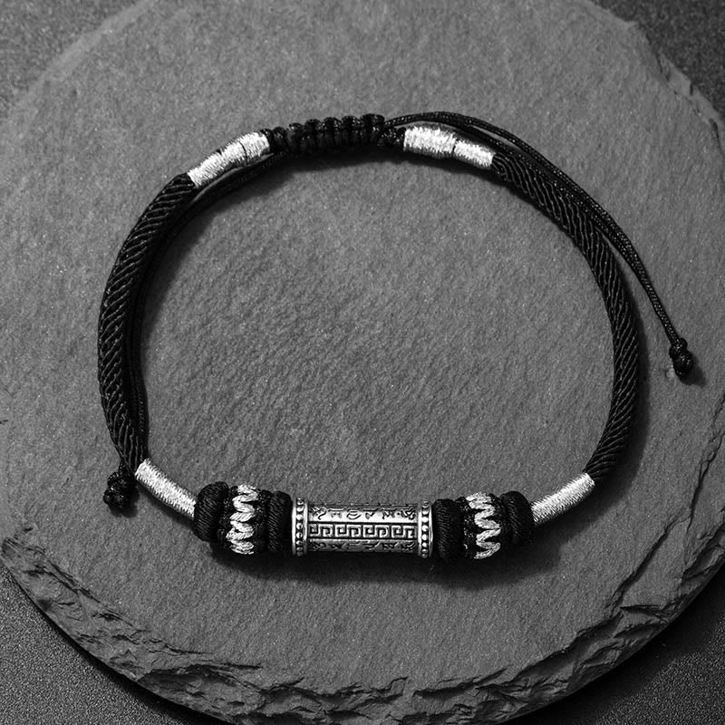 Om Mani Padme Hum 925 Silber geflochtenes Seilarmband