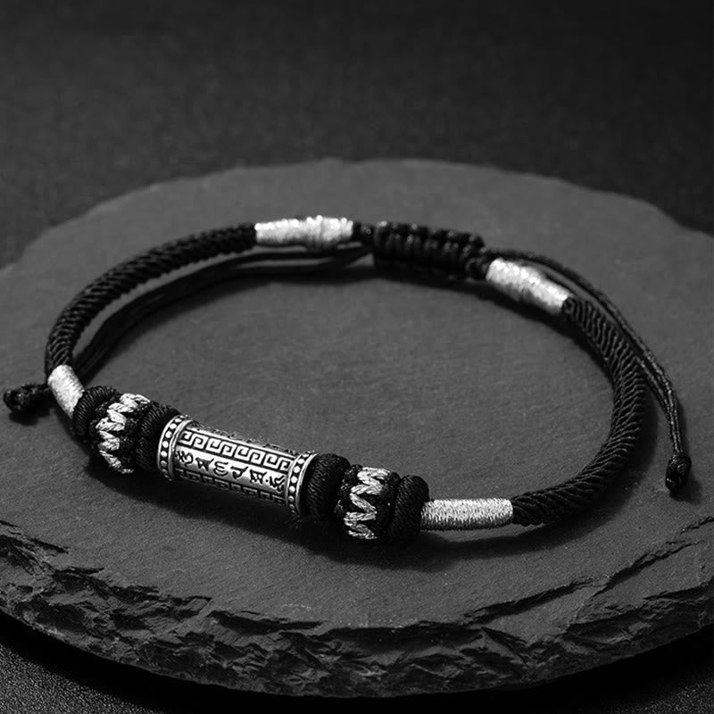 Om Mani Padme Hum 925 Silber geflochtenes Seilarmband