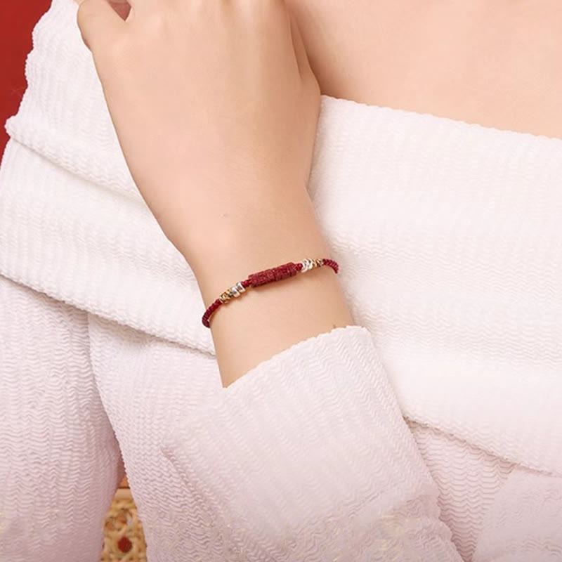 Om Mani Padme Hum Cinnabar Red String Armband