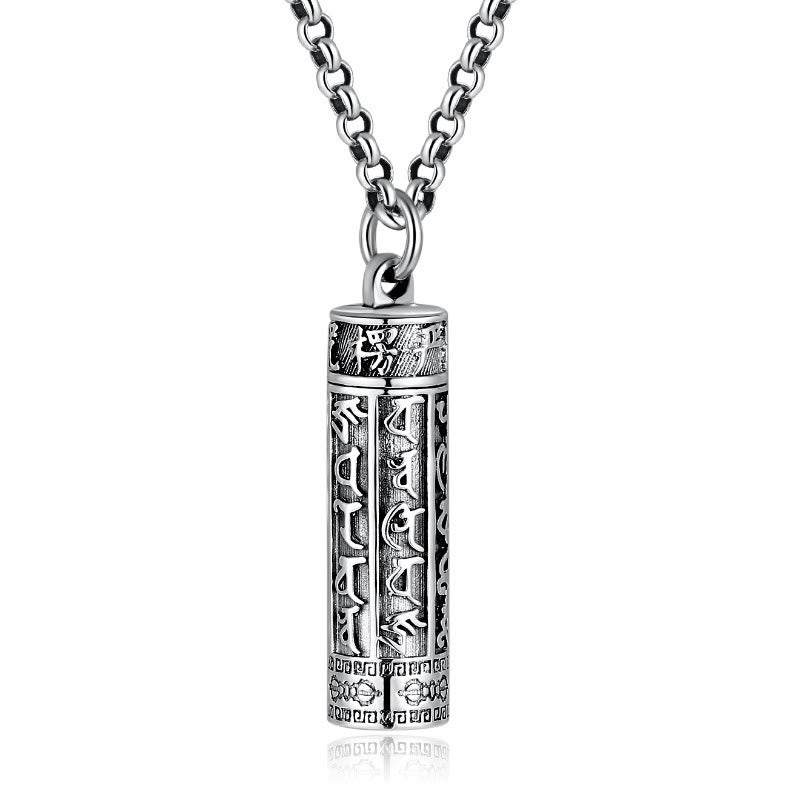 Om Mani Padme Hum Peace Halskette aus verkupfertem Silber