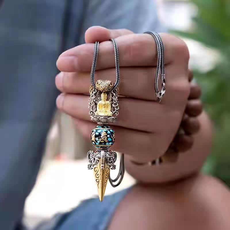 Om Mani Padme Hum Halskette | Kupfer Vajra Anhänger Unisex