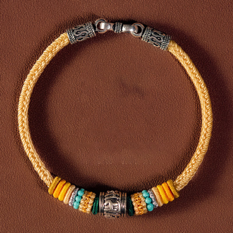 Om Mani Padme Hum Silberarmband | Tibetische Reinheit geflochten
