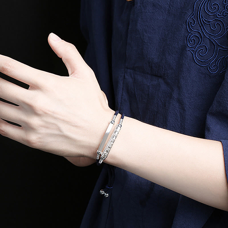 Om Mani Padme Hum Sterling Silber Doppeltes handgewebtes Armband