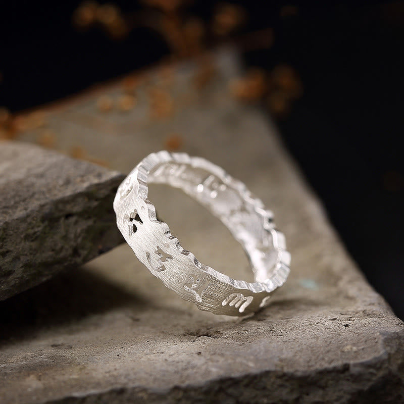 Om Mani Padme Hum Sterling Silber Tibetischer Ring - Handgemachter Frieden