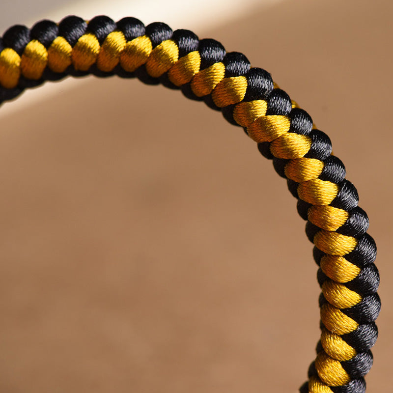 Om Mani Padme Hum Tibetisches Schwarzgold-Seilarmband