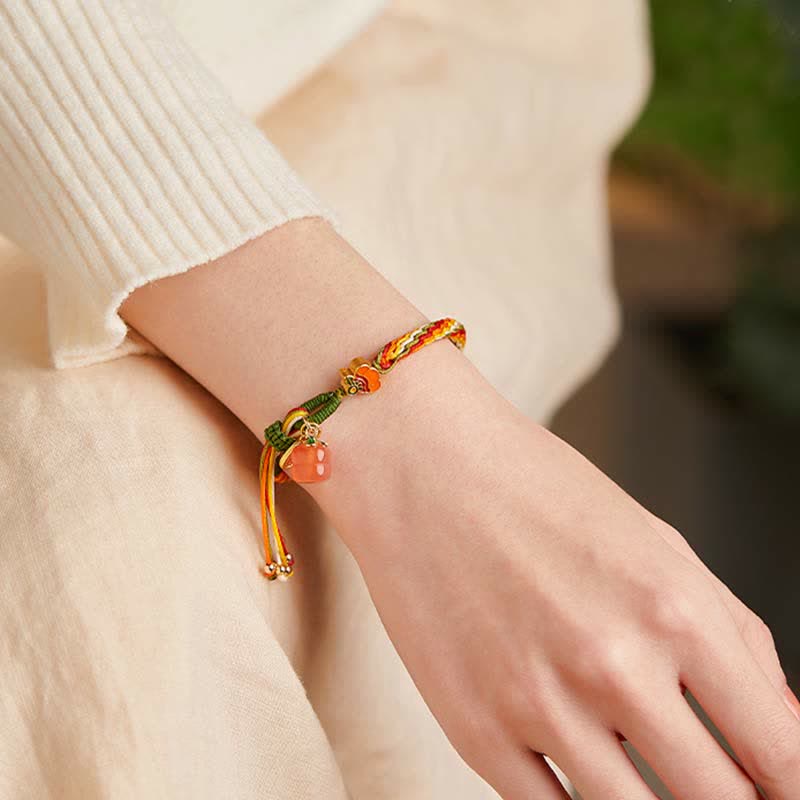 Persimmonroter Achat Reinkarnationsknoten-Armband