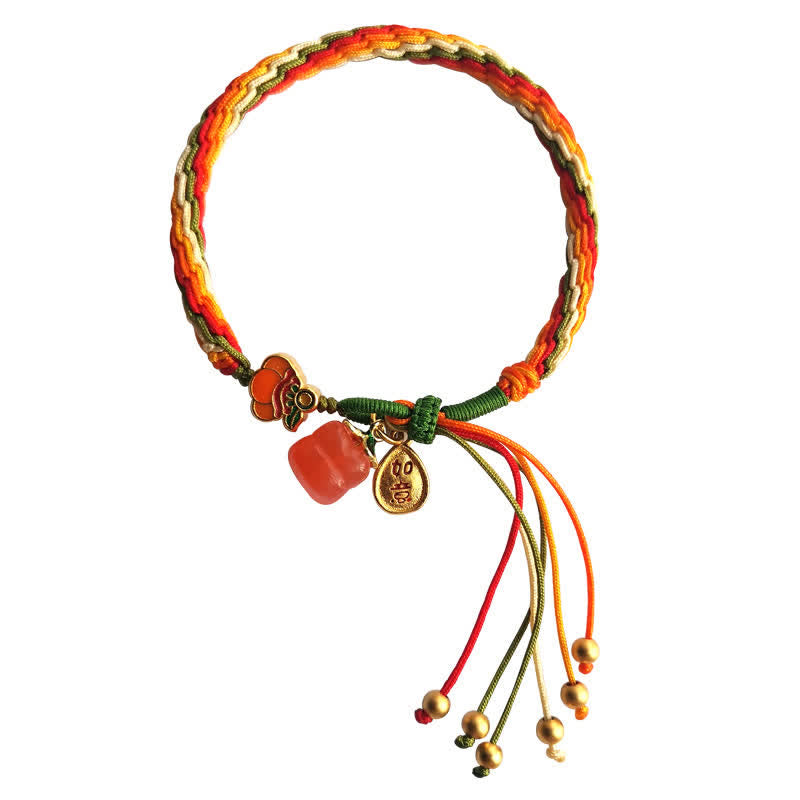 Persimmonroter Achat Reinkarnationsknoten-Armband