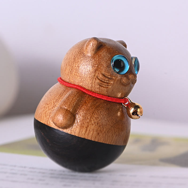 Phoebe Zhennan Mini-Glückskatze aus Holz, Segensstatue