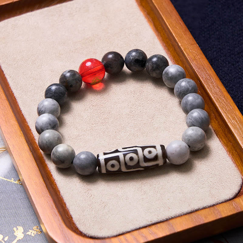 Picasso-Jaspis-Neun-Augen-Dzi-Perlen-Unisex-Achat-Armband