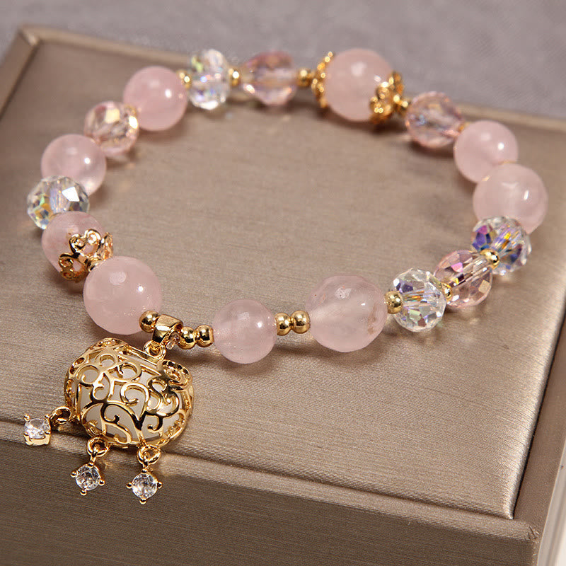 Beruhigendes Armband aus rosa Kristall, 10 mm, für Ruhe und Schutz