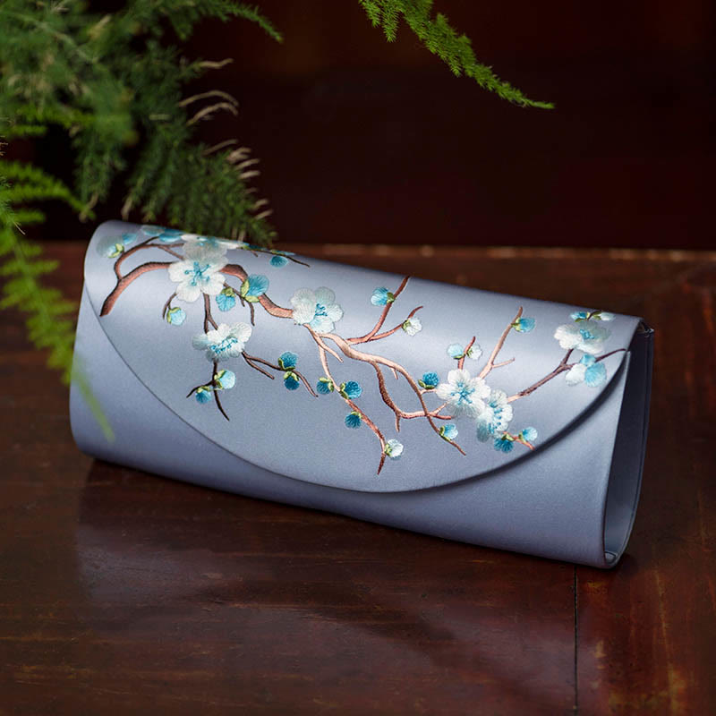 Pflaumenblüten-Tulpen-bestickte Handtasche | Spiritueller Schmuck