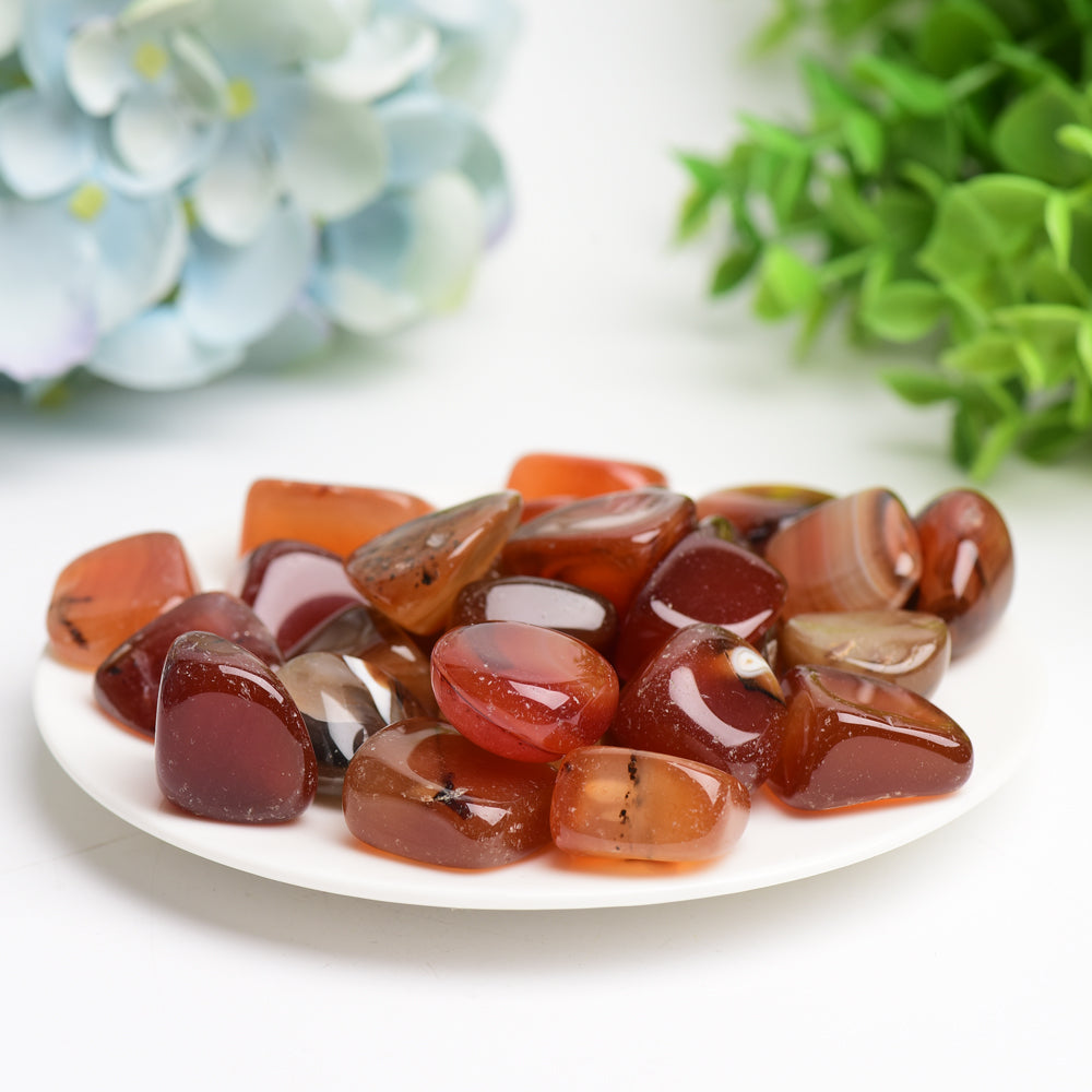 Polished Carnelian Tumbled Stones Around 2cm for Healing Energy