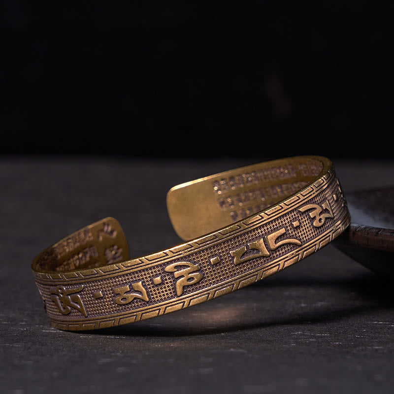 Poliertes Kupfer Om Mani Padme Hum Armband | Herz-Sutra-Weisheit