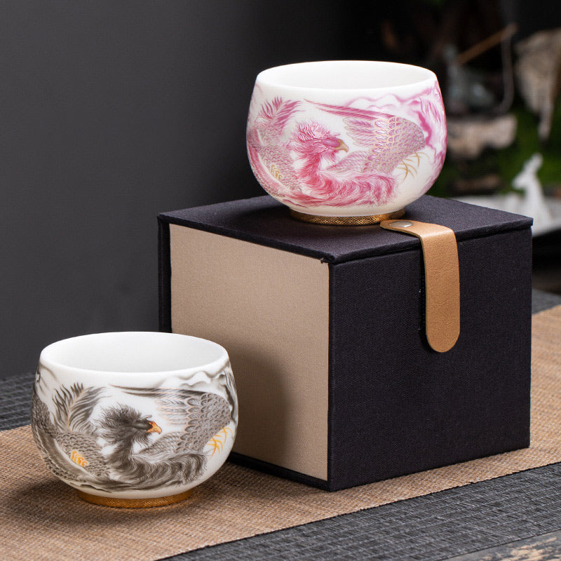 Porzellan Phoenix Keramik-Teetasse 185 ml mit Geschenkbox
