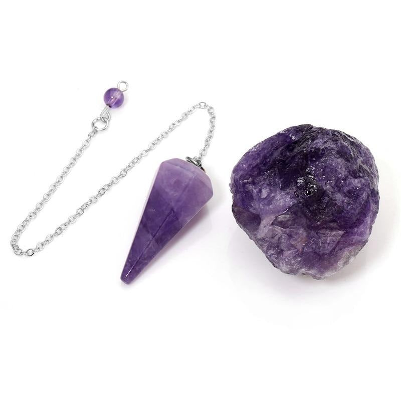 Spitzpendelkristall mit Amethyst und Rosenquarz
