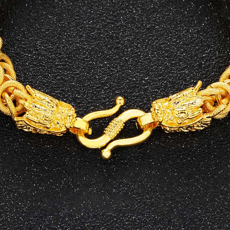 Hochwertiges, 24 Karat vergoldetes doppelköpfiges Drachen-Schutzarmband