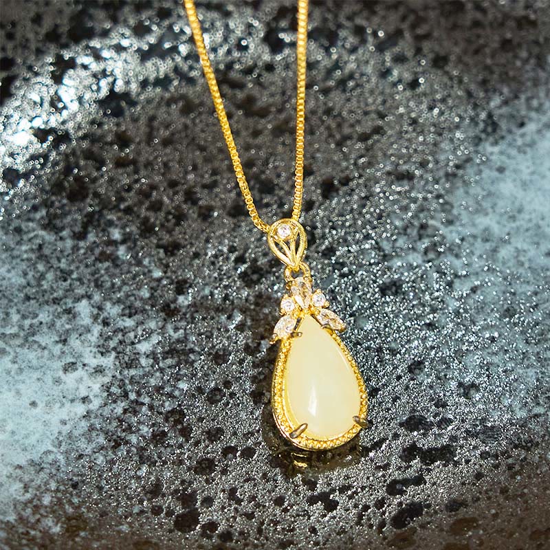 Schutz Glück Hetian Weiß Jade Halskette Anhänger