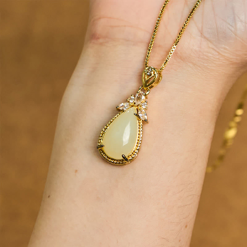 Schutz Glück Hetian Weiß Jade Halskette Anhänger