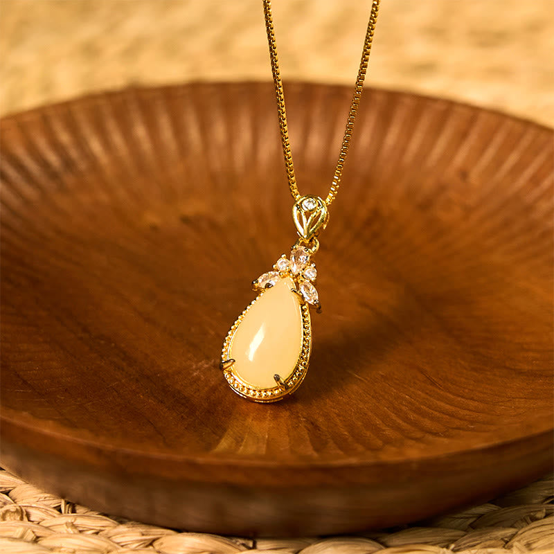 Schutz Glück Hetian Weiß Jade Halskette Anhänger