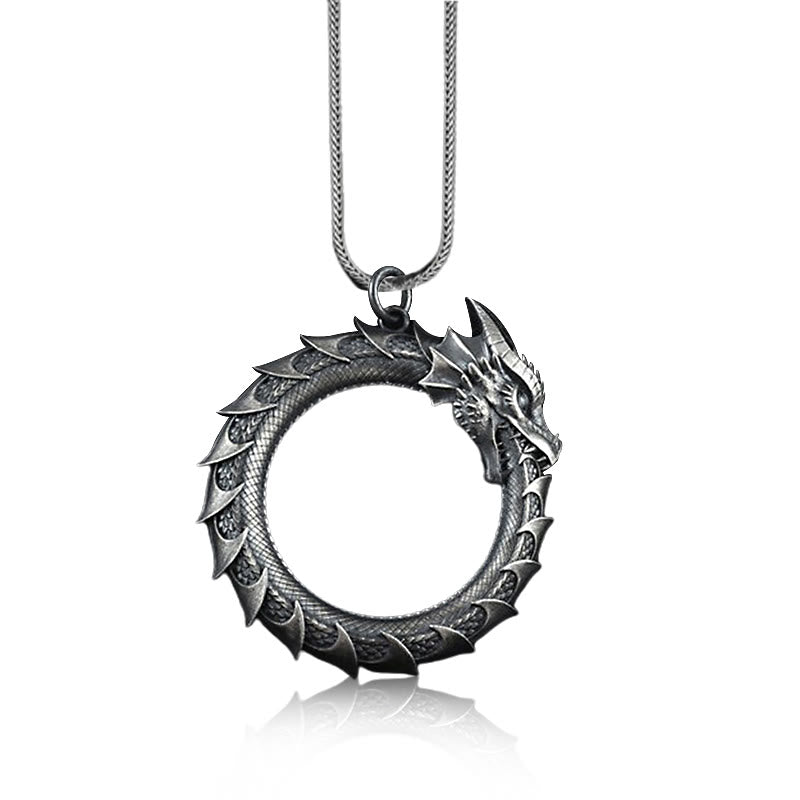 Schutzkette mit Drachen aus reinem Zinn | Symbol für Stärke und Glück