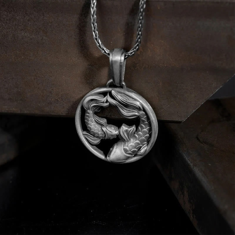 Halskettenanhänger aus reinem Zinn mit Koi-Fisch für Reichtum und Wohlstand