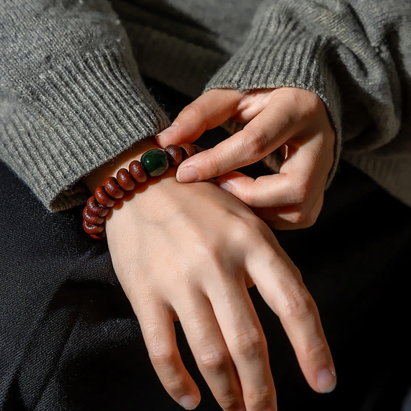 Lila Bodhi-Samen & Hetian Jade Weisheitsarmband 12mm