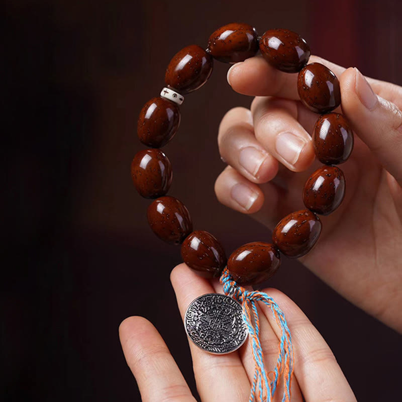 Lila Gold Ratte Chinesisches Sternzeichen Reichtum Armband 14mm Perlen
