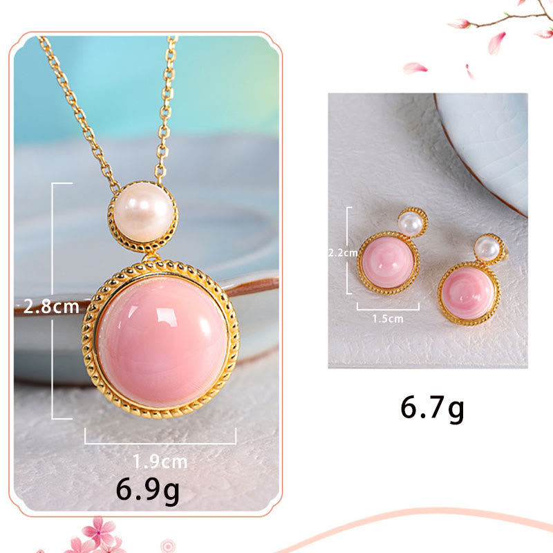 Spirituelles Schmuckset mit Queen Conch-Perlen | 925 Sterling Silber