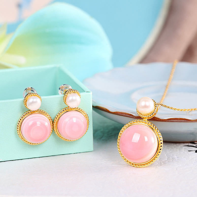 Spirituelles Schmuckset mit Queen Conch-Perlen | 925 Sterling Silber