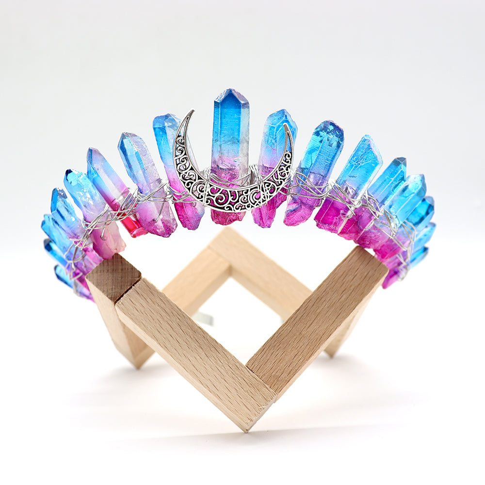 Regenbogen-Aura-Quarzkristallkrone, 4 cm, Heilpunkte