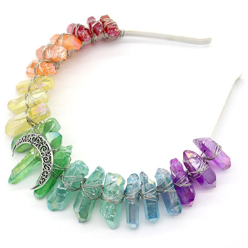 Regenbogen-Aura-Quarzkristallkrone, 4 cm, Heilpunkte