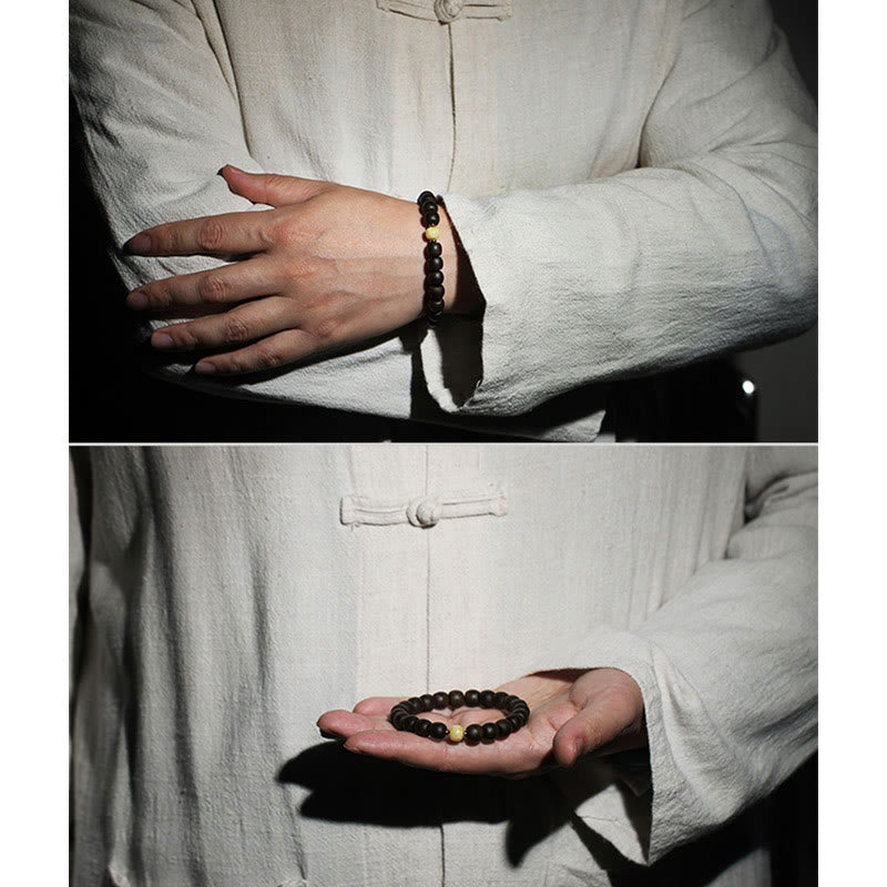 Seltenes Bernsteinarmband aus Brunei-Adlerholz für Gleichgewicht und Ruhe