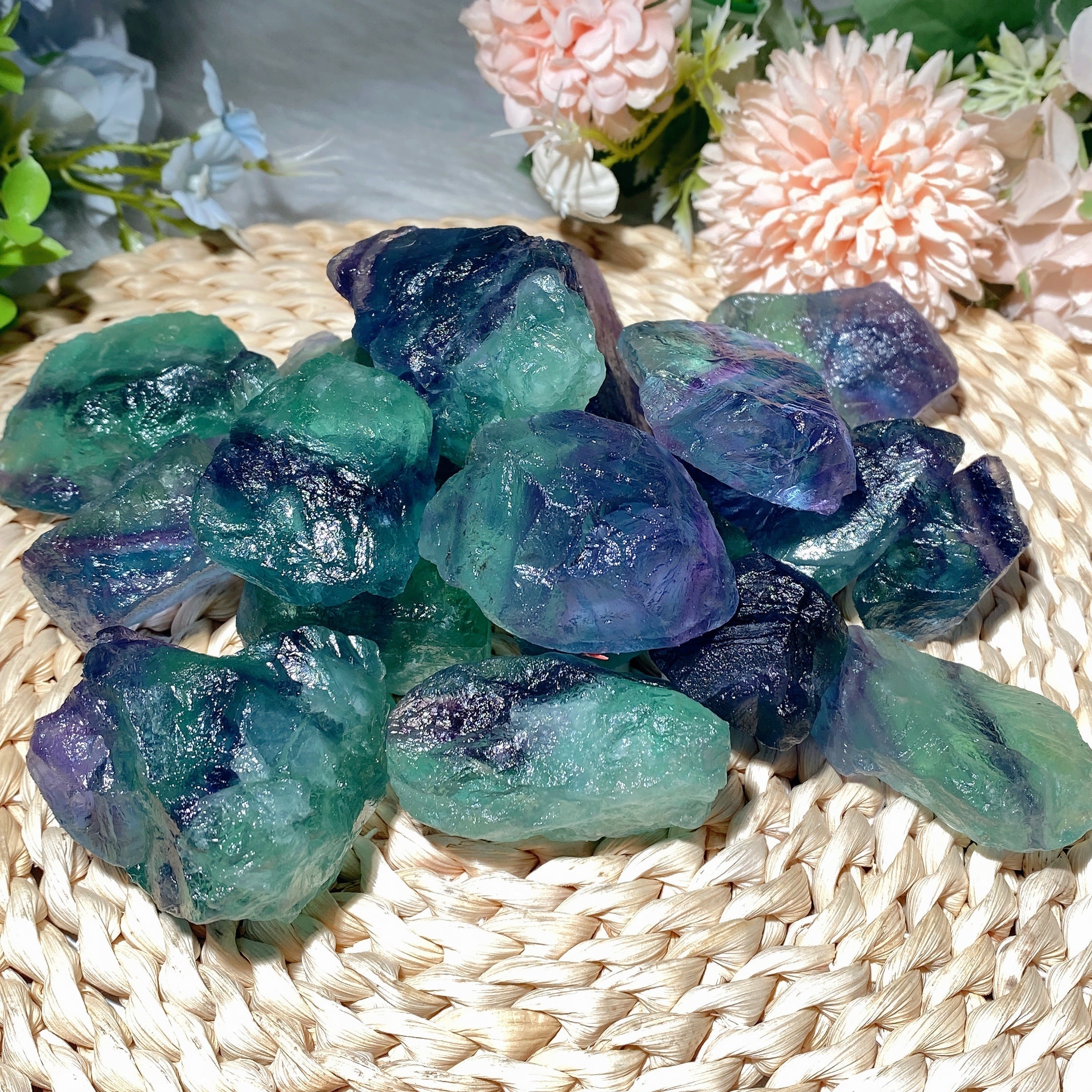 Rohe blaugrüne Fluoritbrocken 25–50 mm, Kristallheilsteine