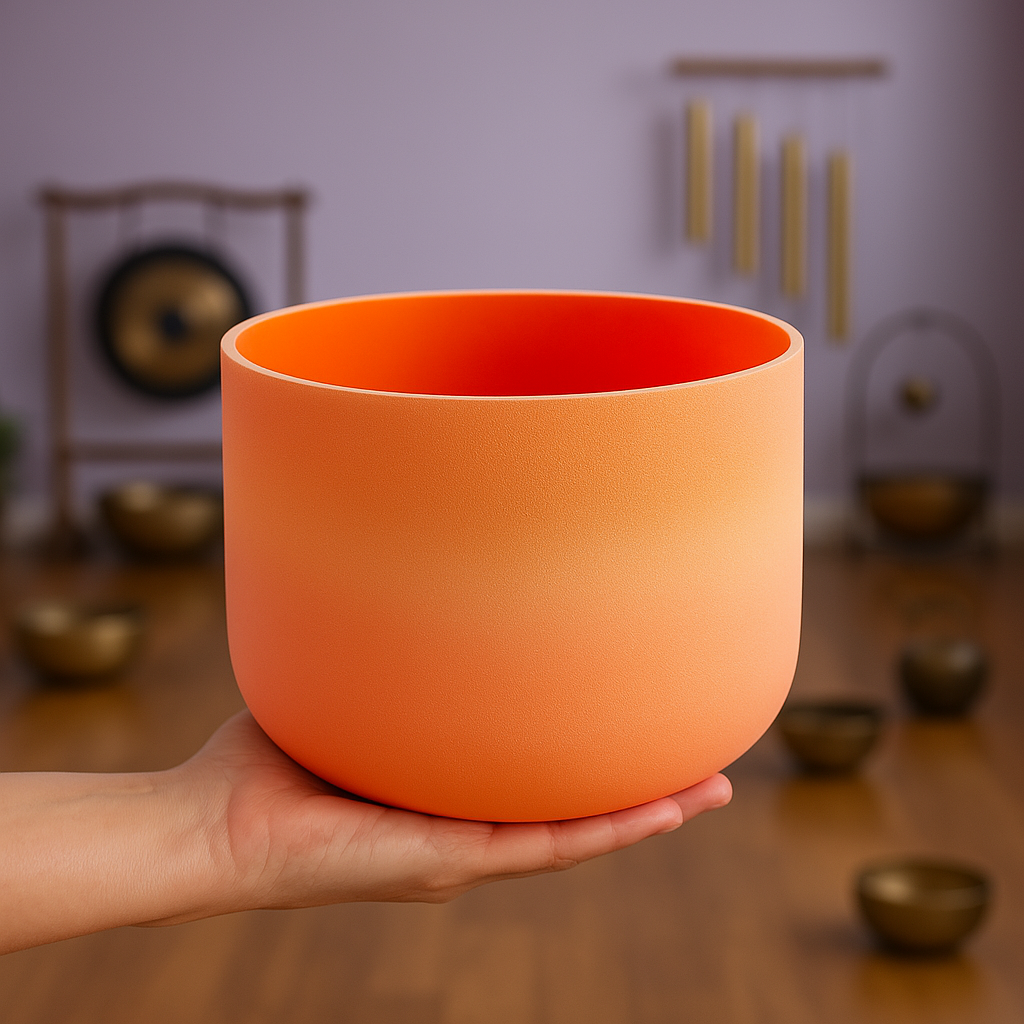 Orangefarbene D-Note Nabelchakra-Kristallklangschale
