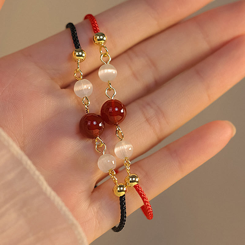 Rotes Achat-Katzenauge-Vertrauensschutzarmband