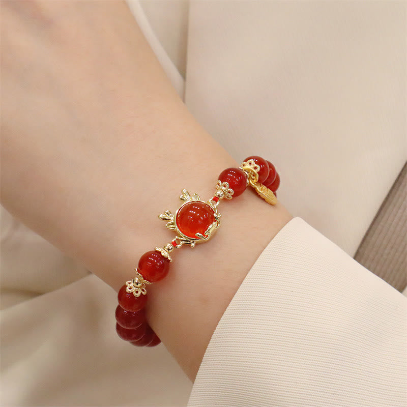 Roter Achat Drache Jade Friedensarmband | Erfolg & Schutz