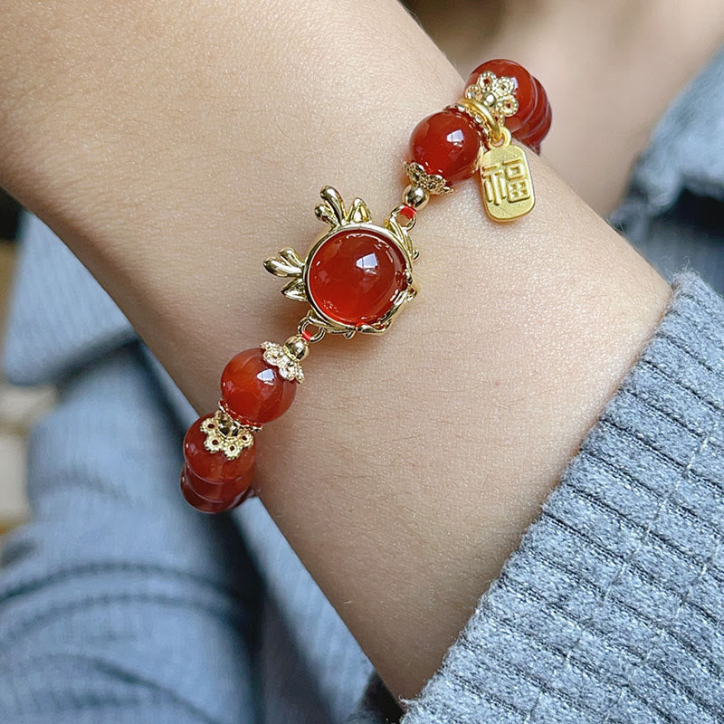 Roter Achat Drache Jade Friedensarmband | Erfolg & Schutz